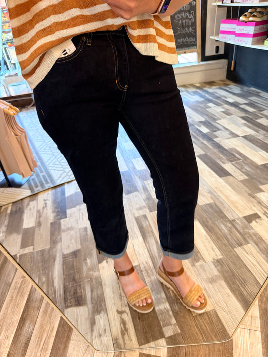 Mica Mid Rise Ankle Straight Cuffed Leg