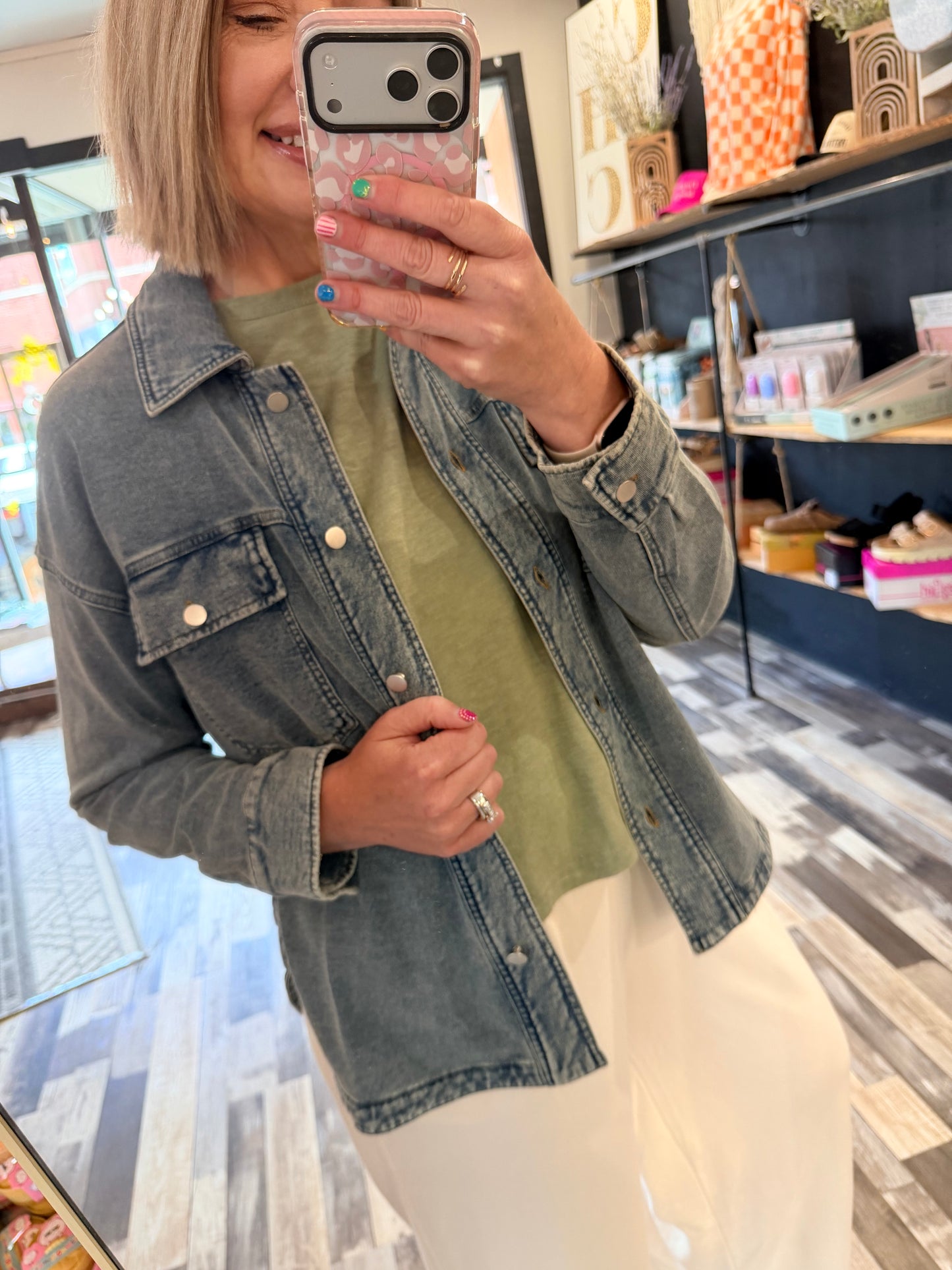 The Kori Mineral Wash Denim Shacket