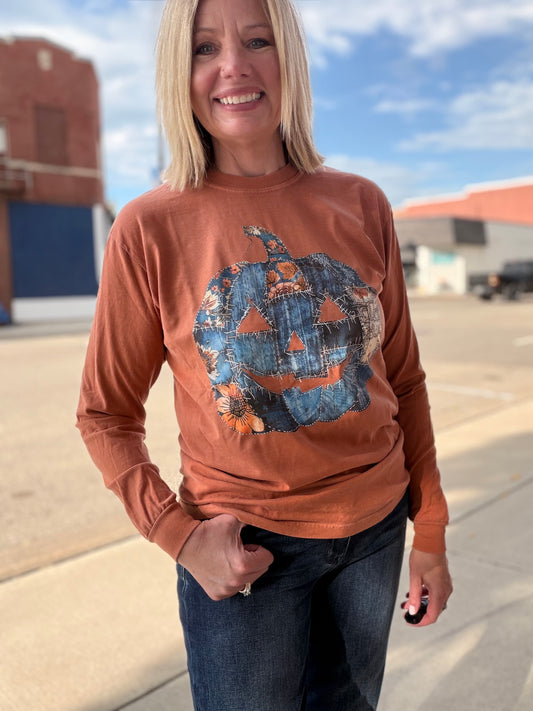 Denim Pumpkin Yam Long Sleeve Graphic Tee