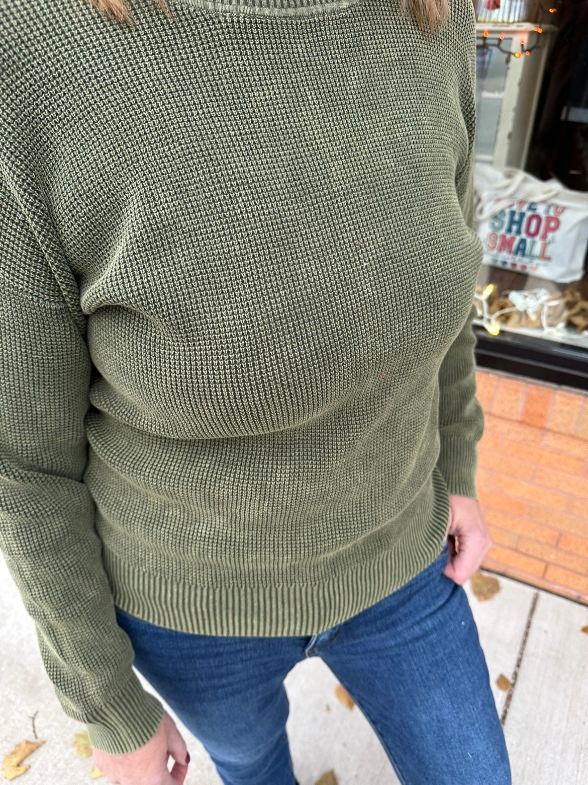 The Baya Crew Neck Mineral Wash Waffle Pullover