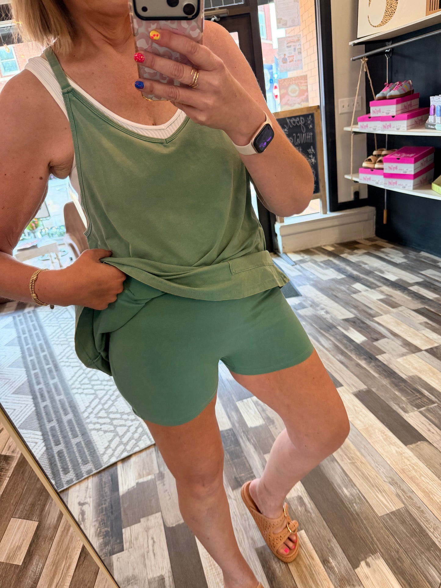 FP Dupe Mineral Wash Mini Dress W Built in Romper Lining