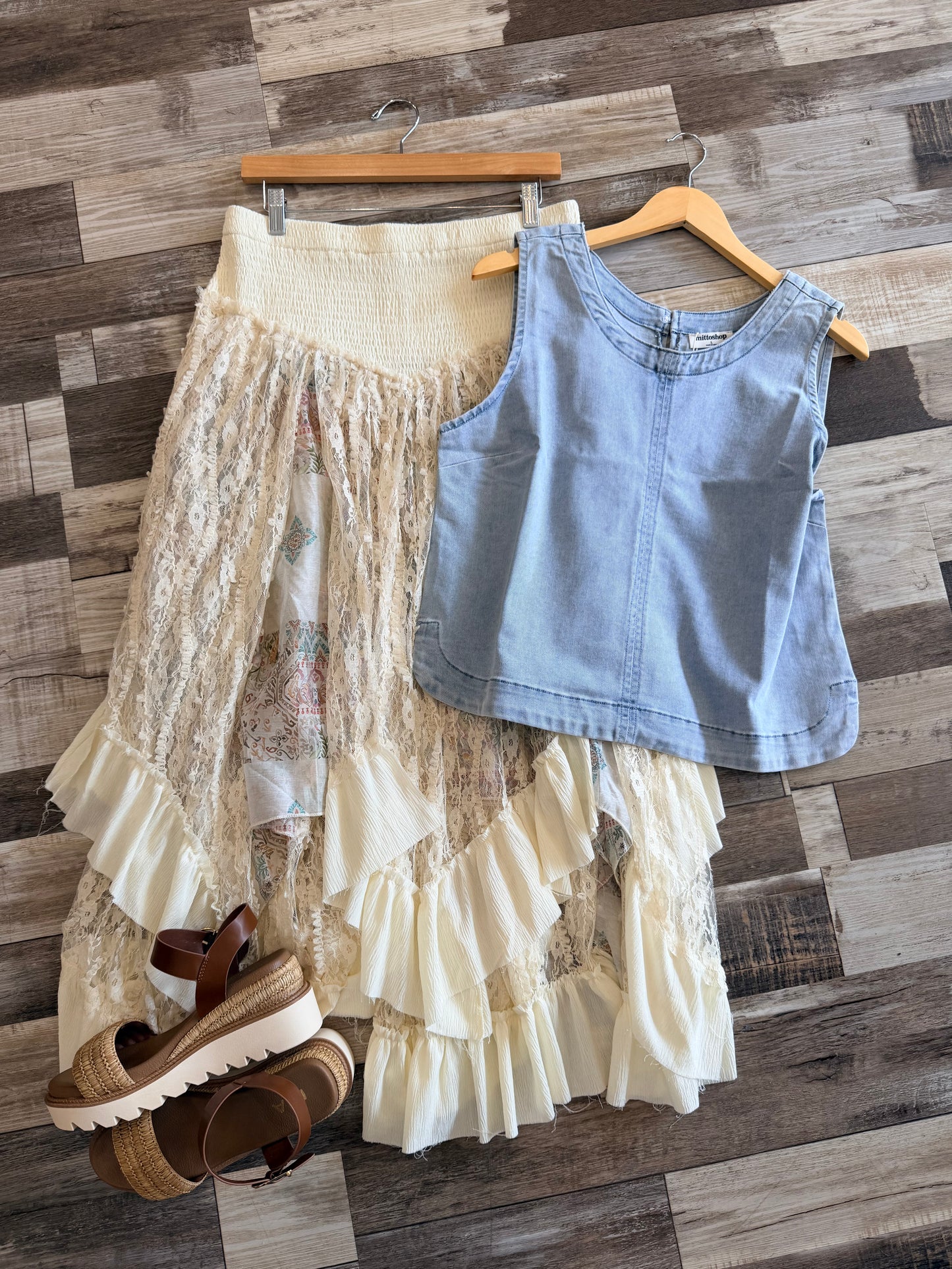 Hi Lo Tiered Ruffle Floral Skirt