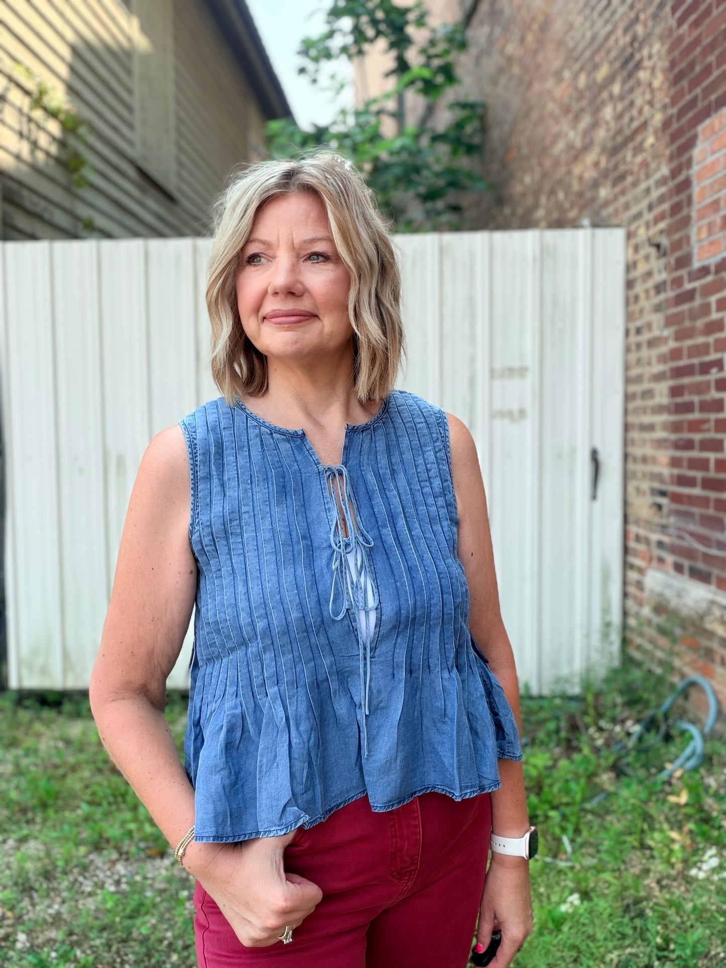 The Maddi Front Double Tie Sleeveless Top
