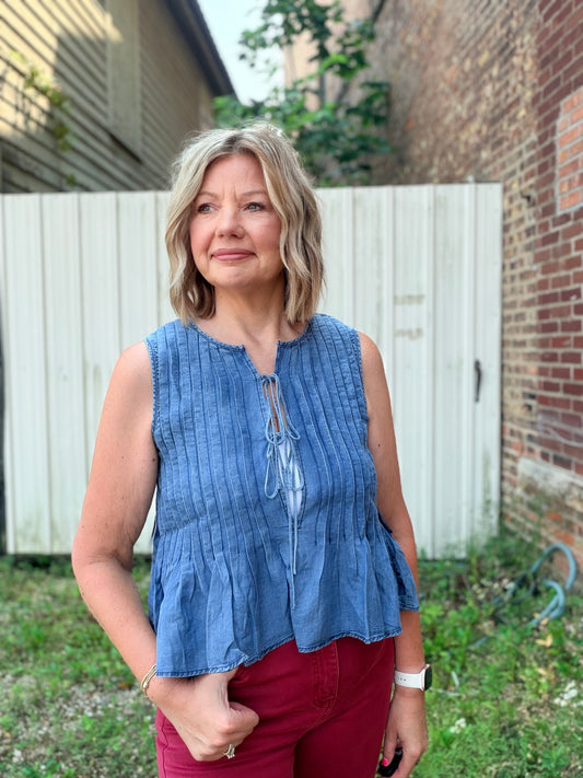 The Maddi Front Double Tie Sleeveless Top