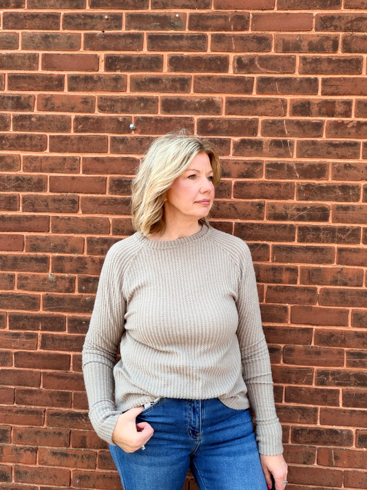 The Ginny Brushed Waffle Top