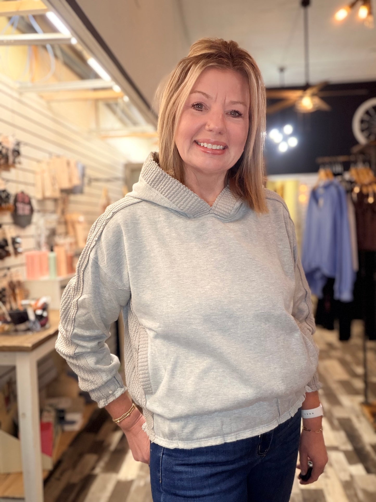 The Cort Brushed Terry Mix Media Block Sweatshirt