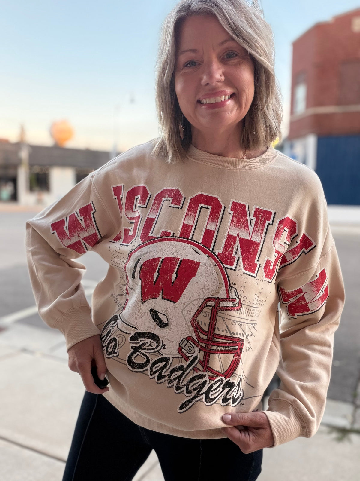 WI State Homefield Lantern Sleeve Crew