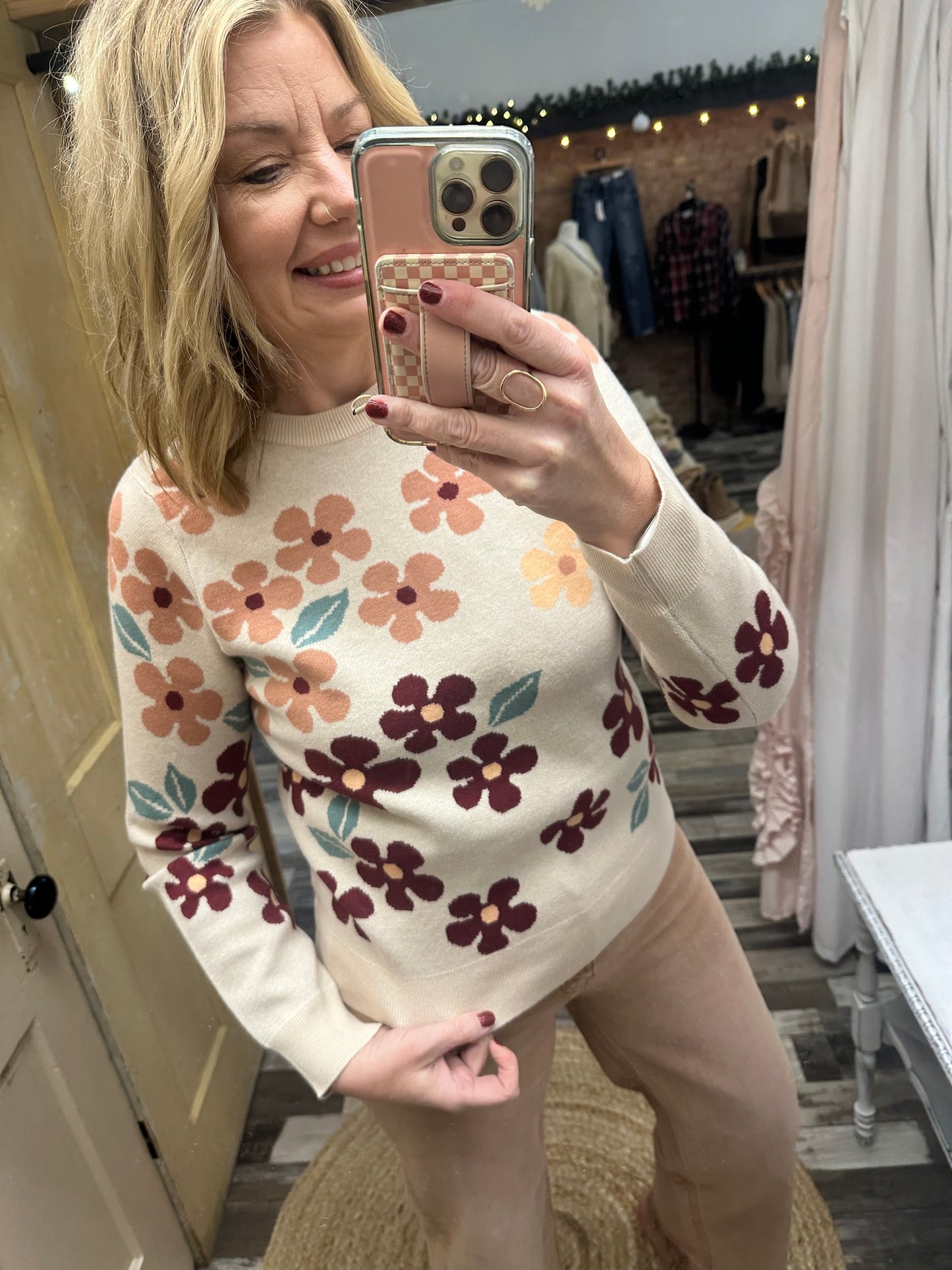 The Candace Floral Jacquard Crew Sweater