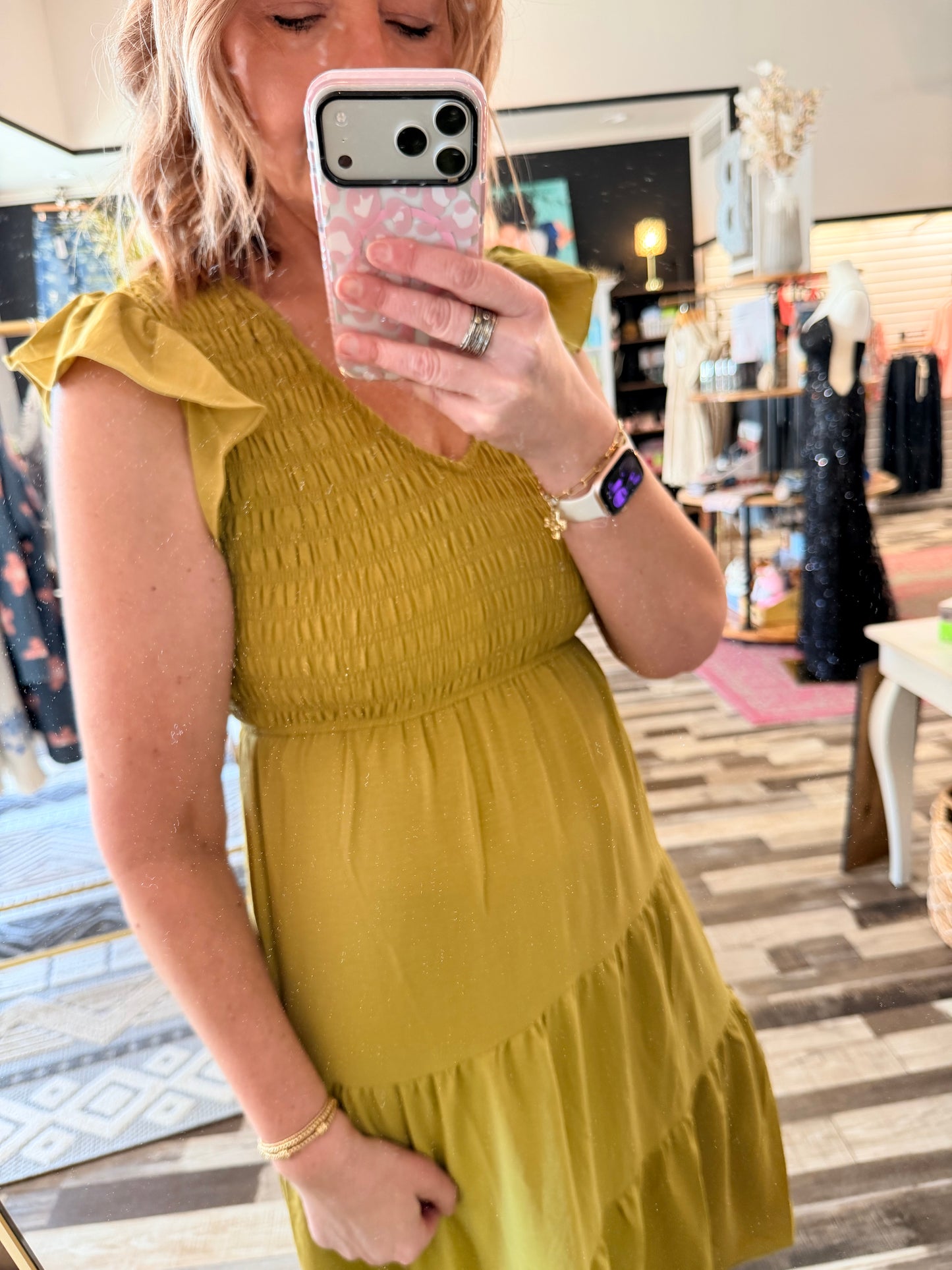 Flutter Sleeve Maxi Dress Celery