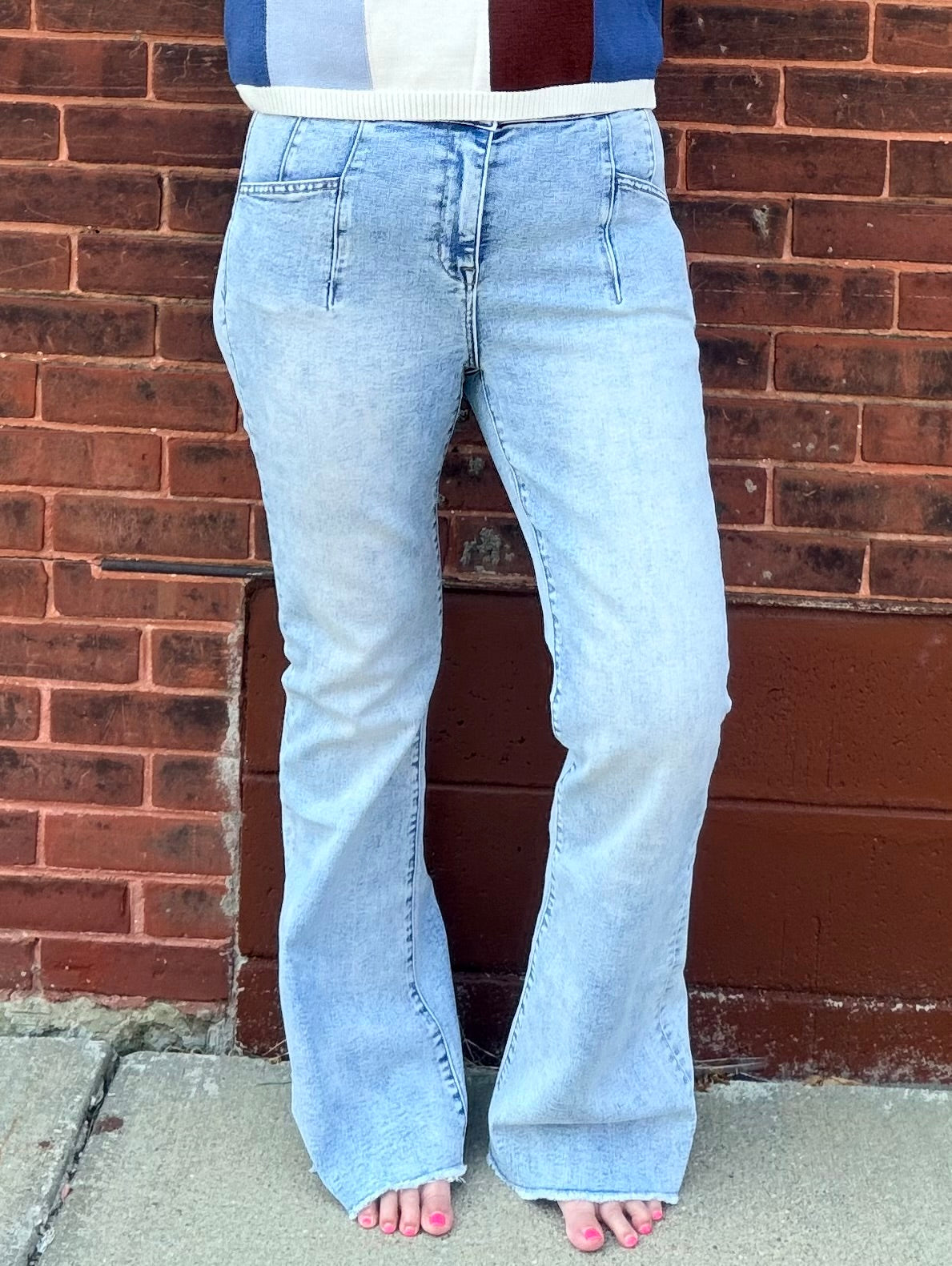 Mica High Rise Relaxed Flare w/Double Button