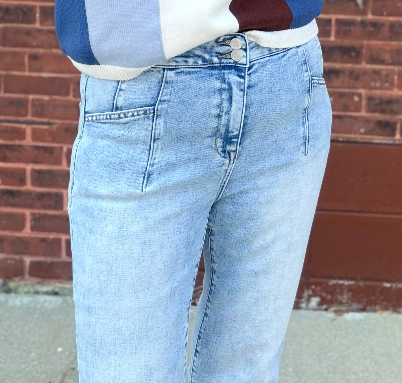 Mica High Rise Relaxed Flare w/Double Button