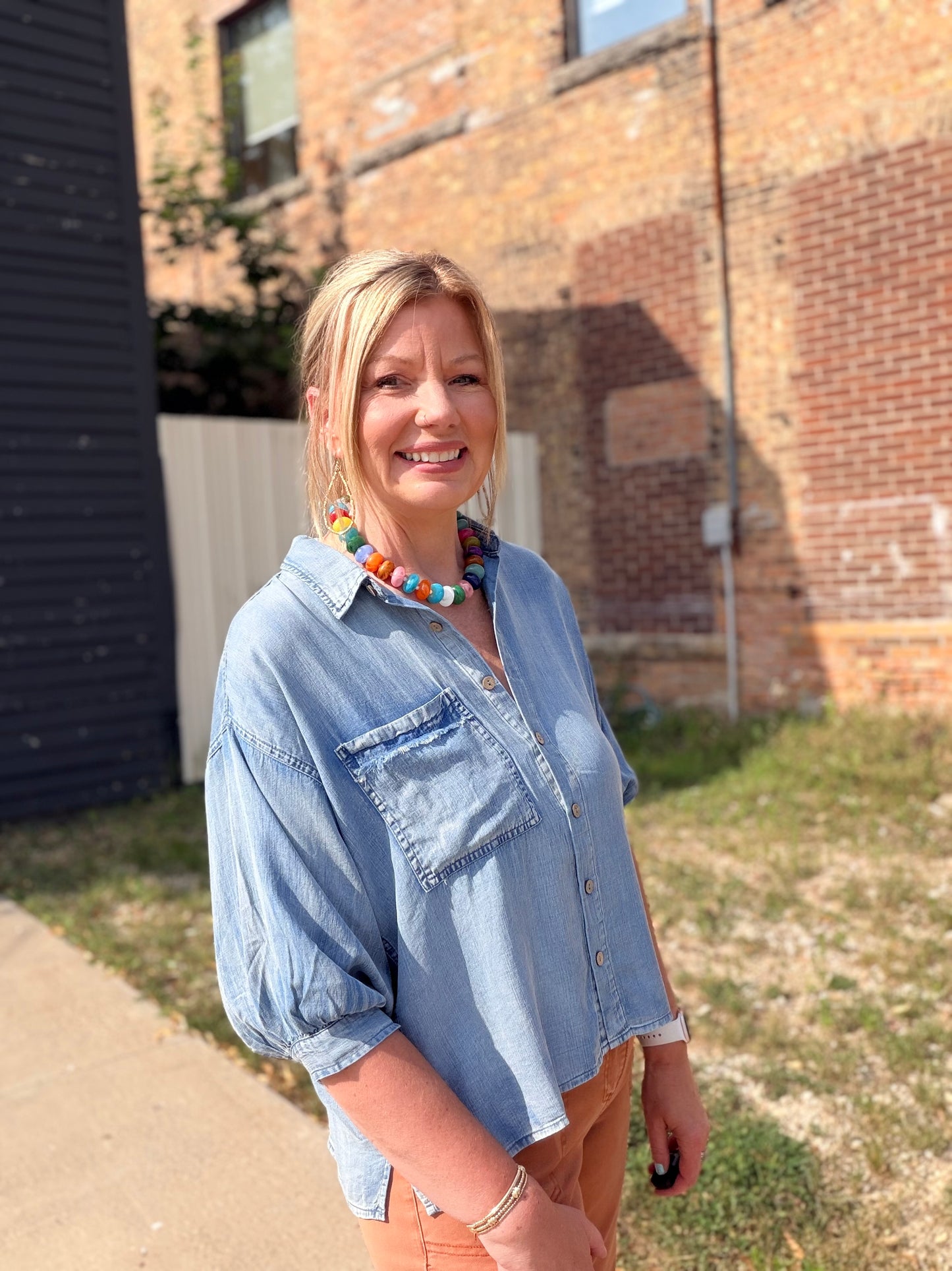 The Bri Washed Tencel Dolman Sleeve Top
