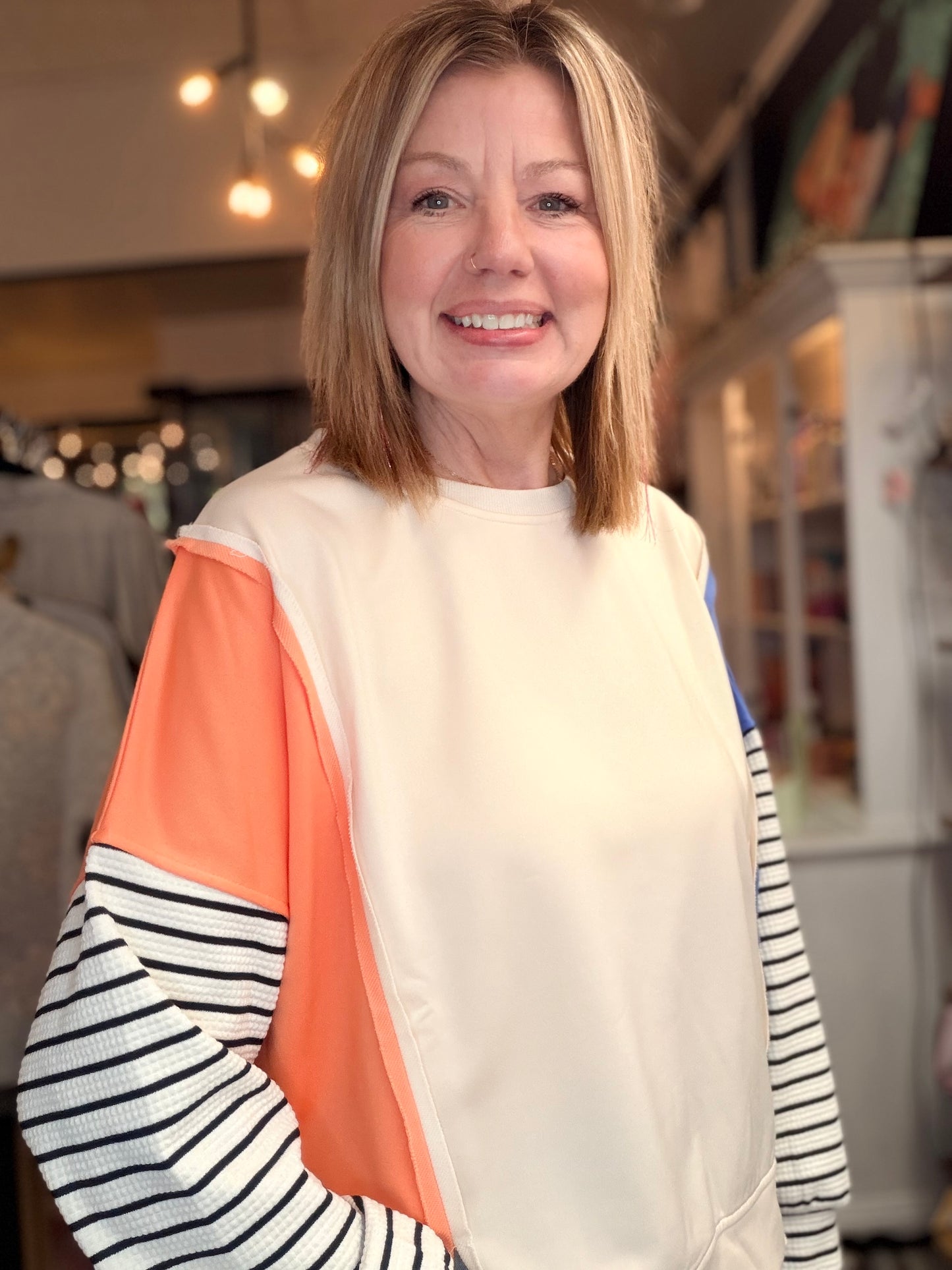 The Lizzie French Terry Color Block Pullover