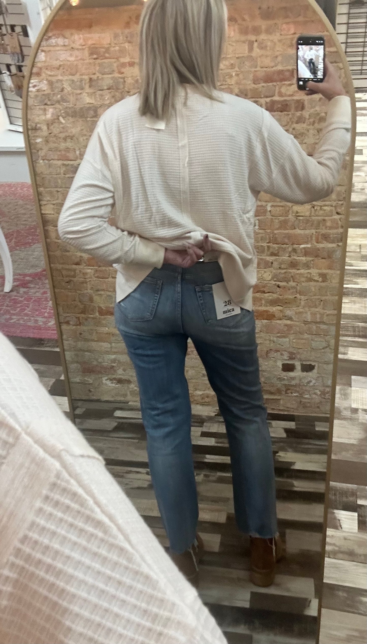 Mica High Rise Raw Hem Loose Fit Straight