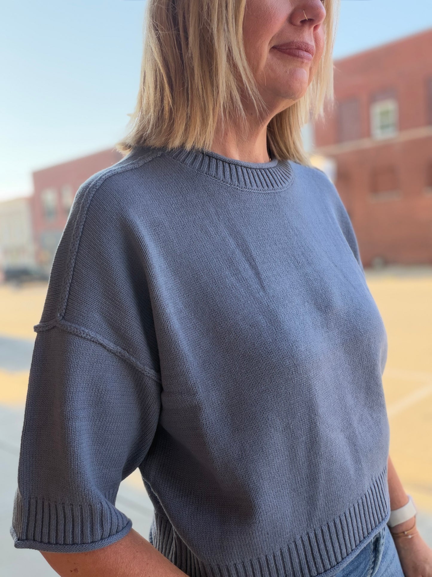 The Gabby Exposed Seam Drop Shoulder Pullover