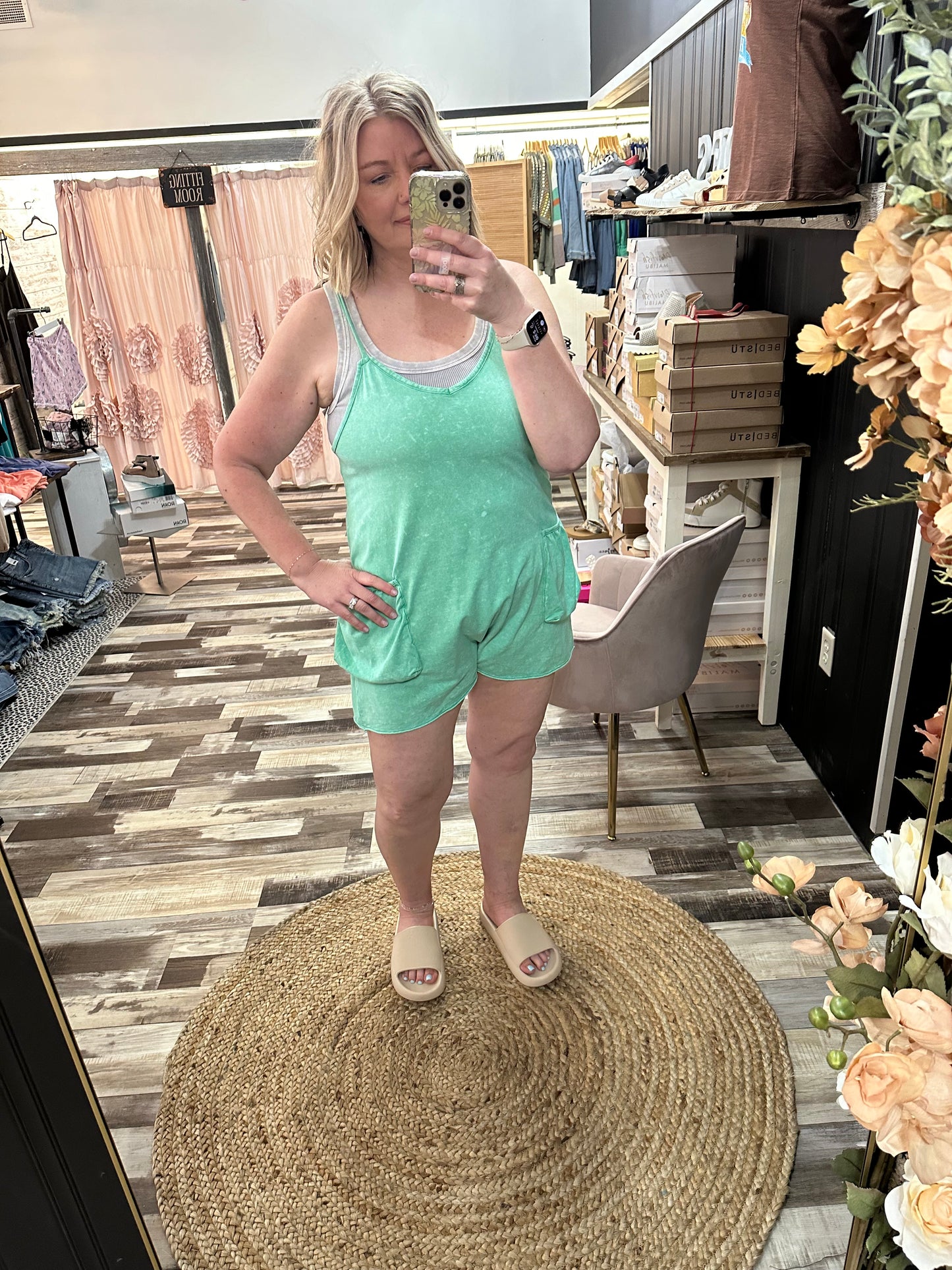 Acid Washed Knit Romper