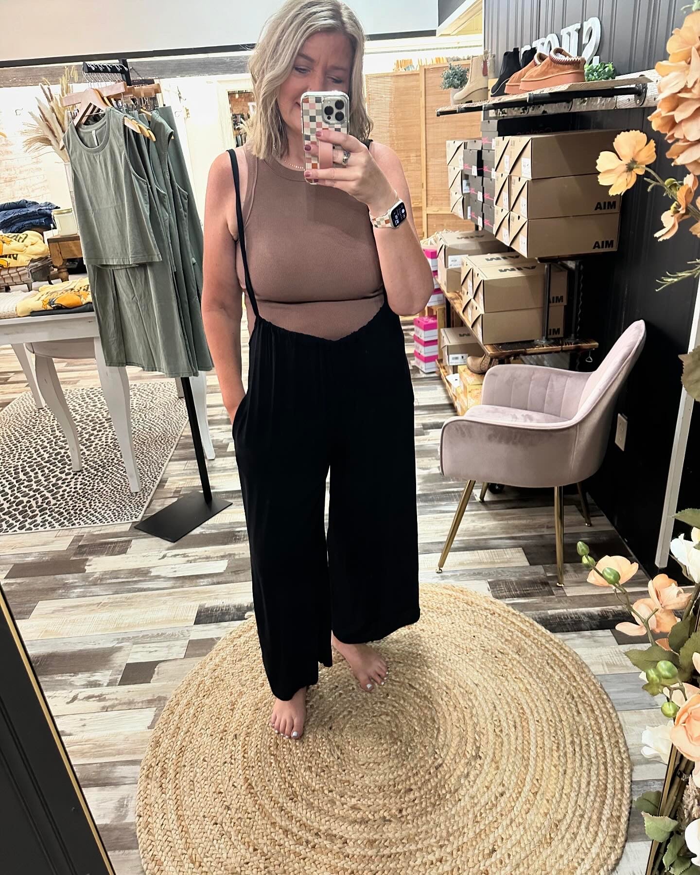 Tie Back Suspender Jumpsuit w/Pockets
