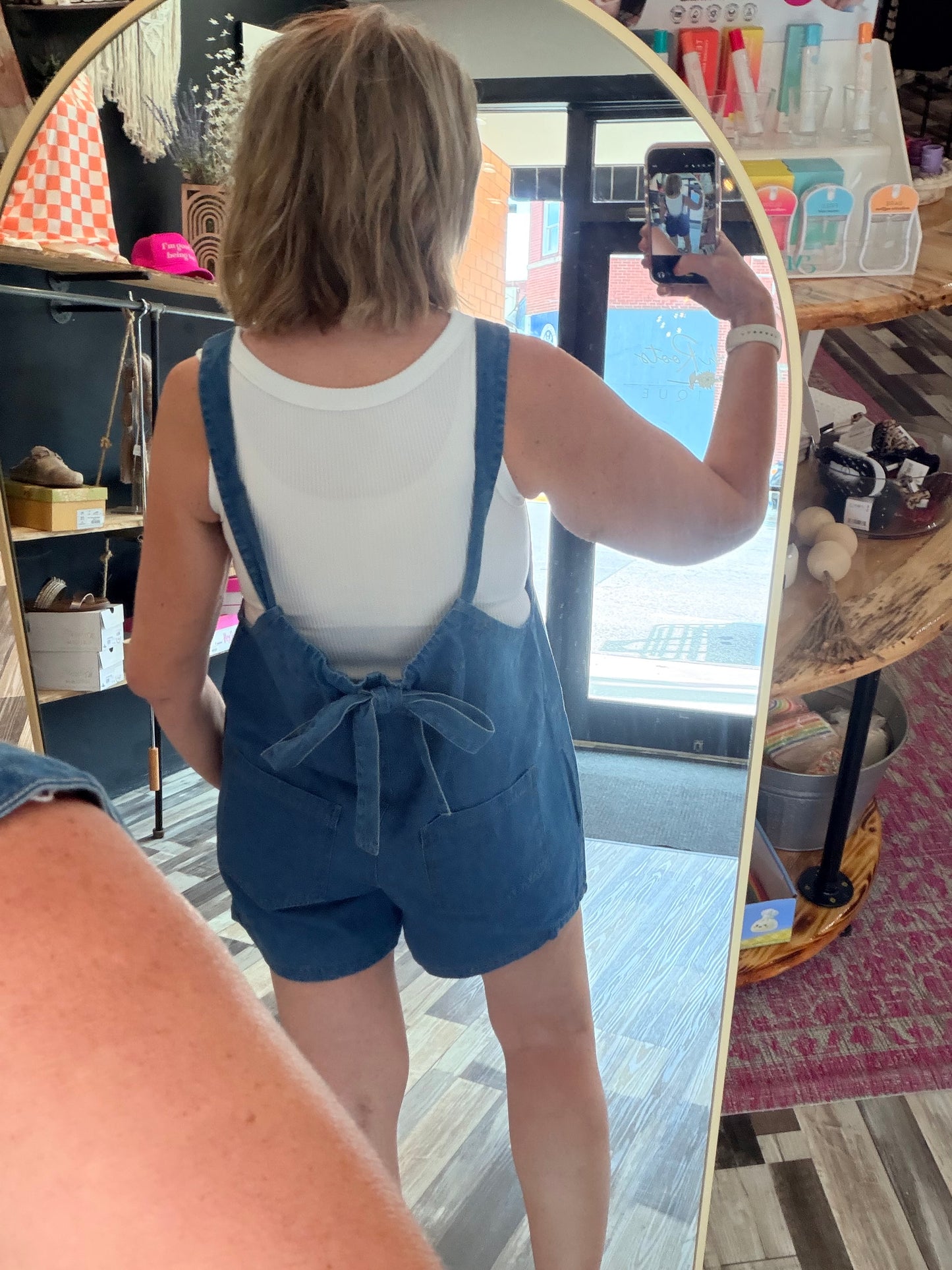The Raisa Denim Romper w/Gathered Neck