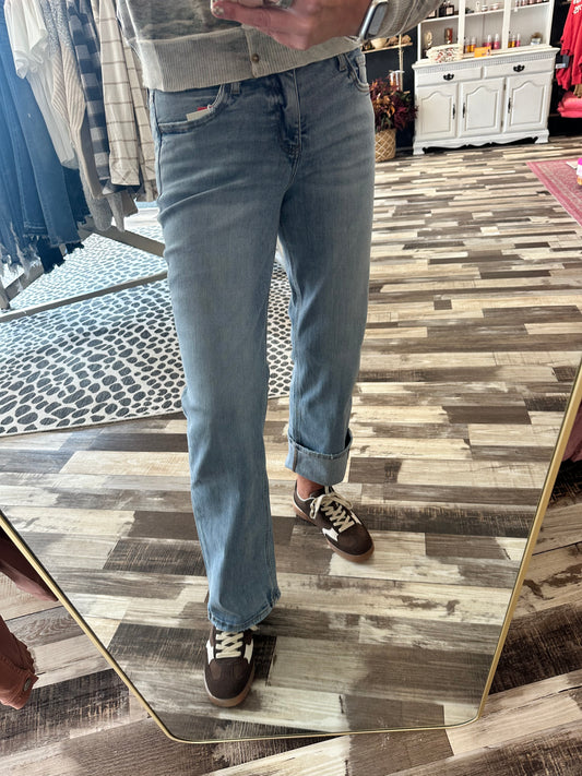 Lovervet Tummy Control Mid Rise Slim Wide Jeans