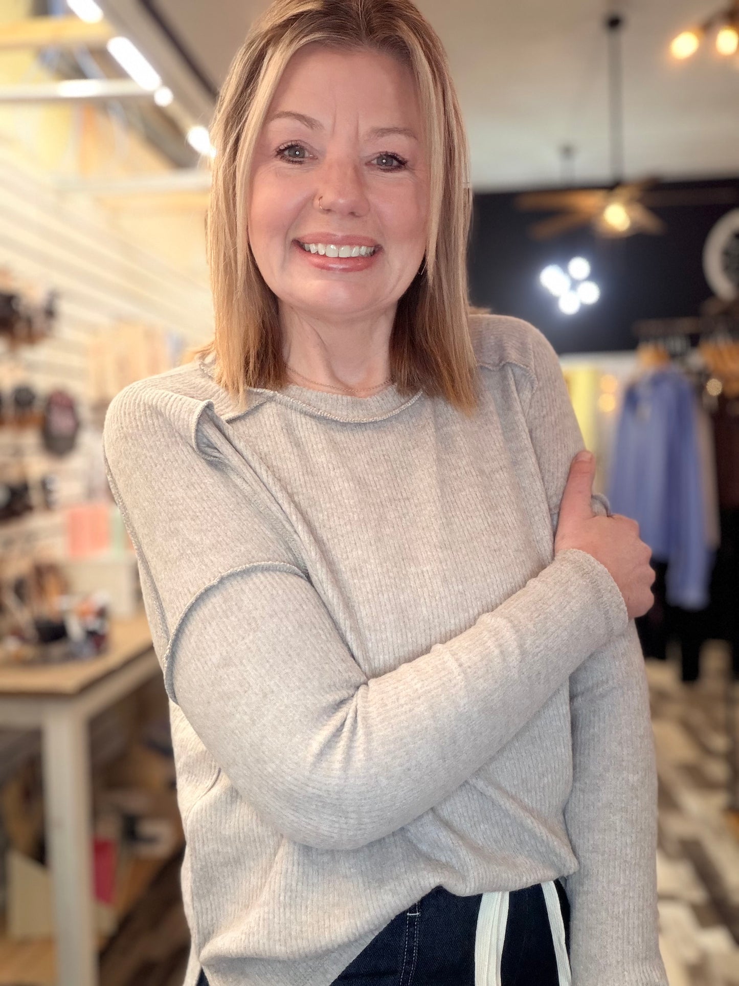 Day Dream Brushed Ribbed Hi-Low Pullover