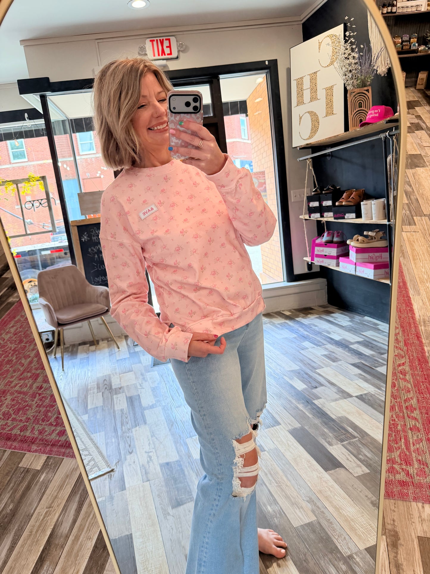 Ampersand Avenue University Side Slit Pullover - Tea Rose
