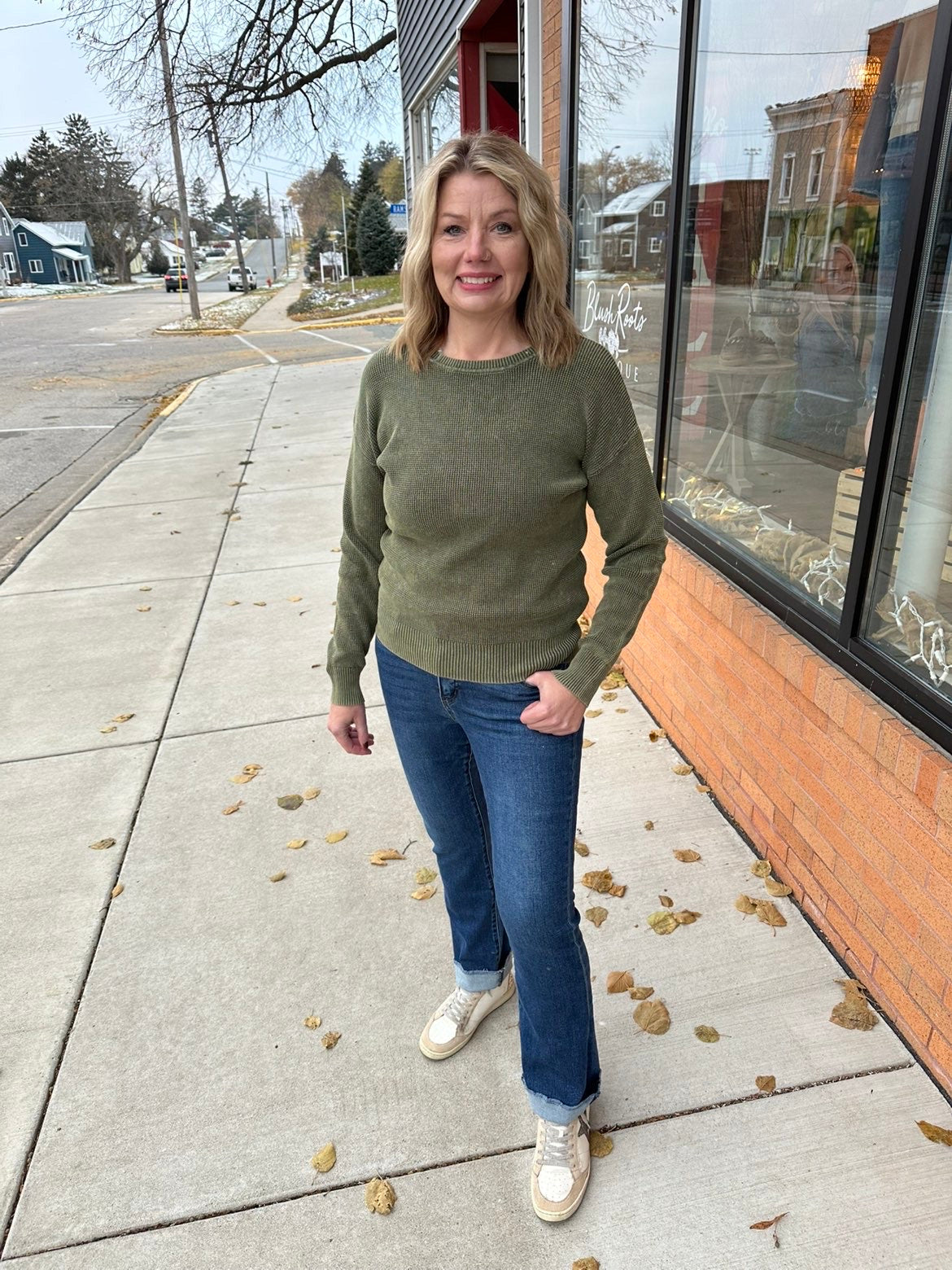 The Baya Crew Neck Mineral Wash Waffle Pullover