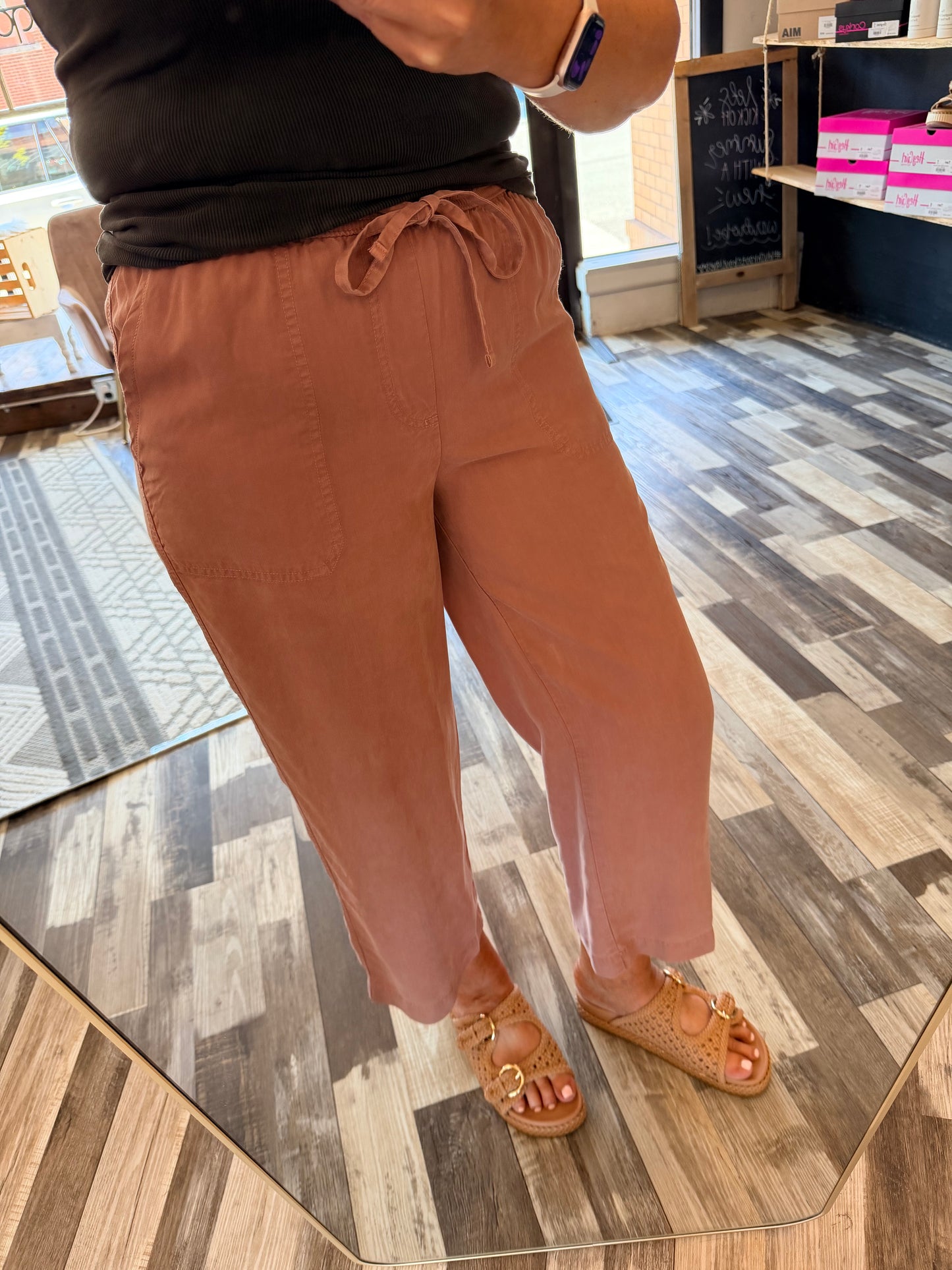 Tencel Drawstring Wide Leg Pants