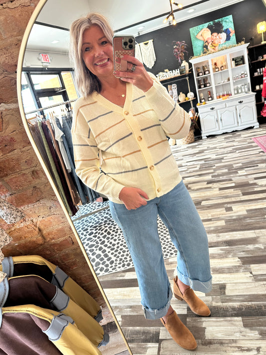 The Tessa Striped V-Neck Cardigan
