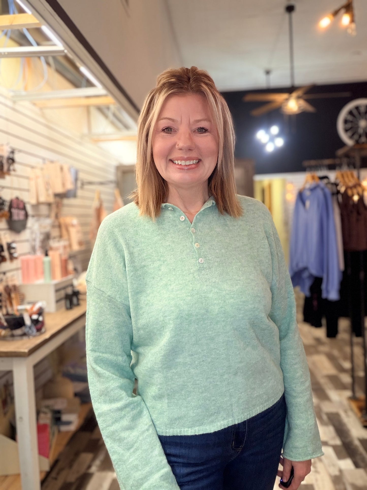 Henley Sweater Pullover