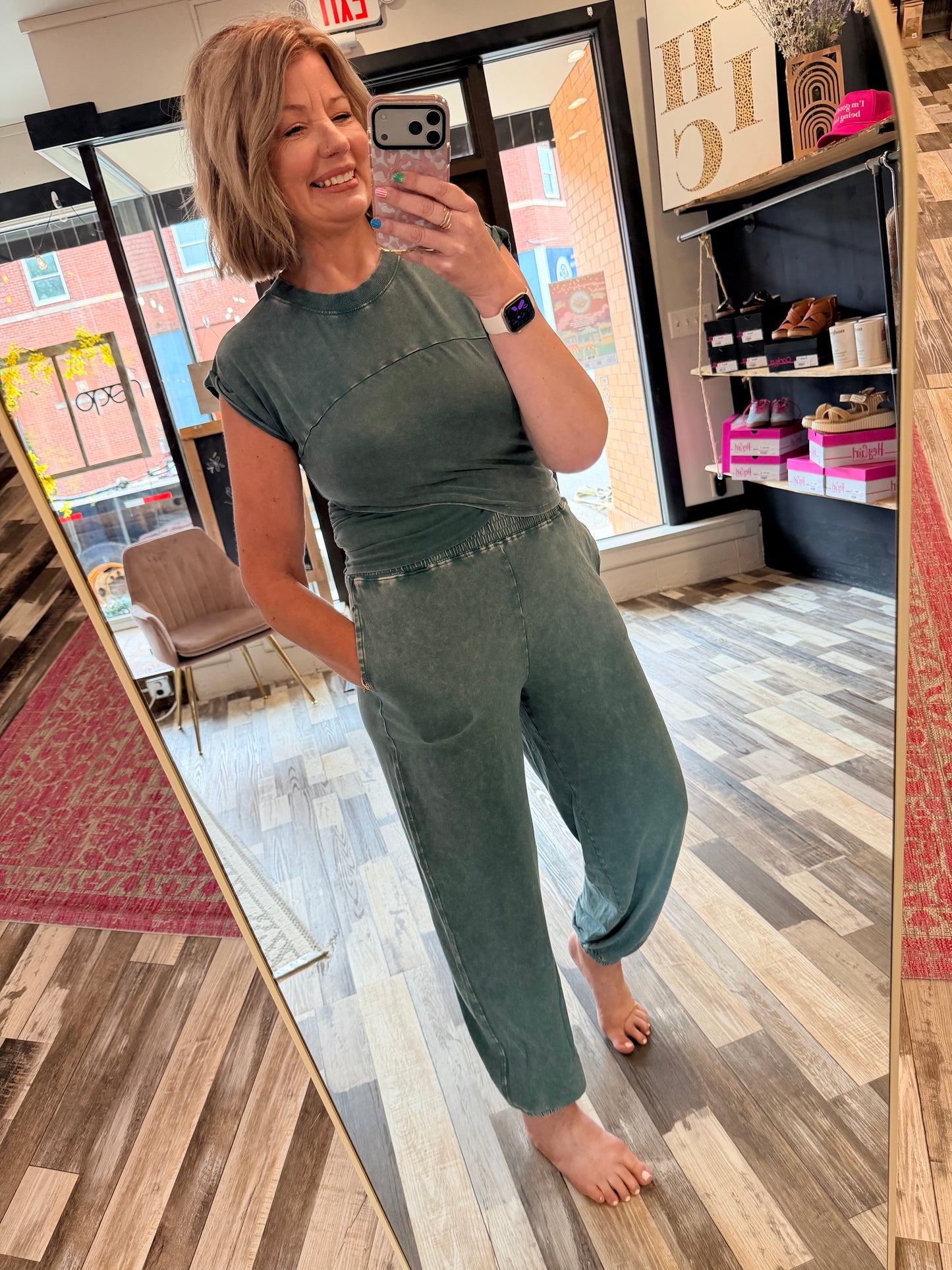 It's a Vibe Rolled Sleeve Wrap Front Top & Jogger Set