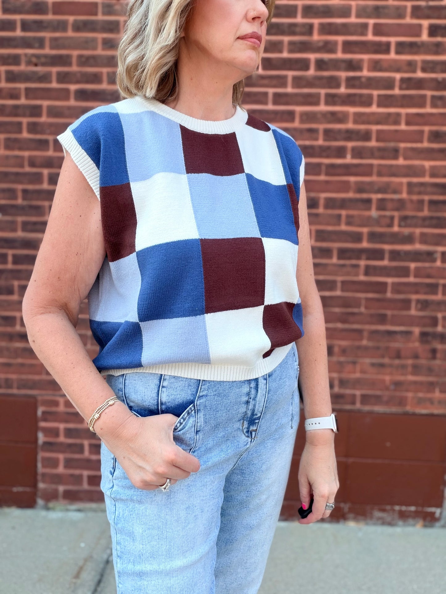 Pick A Patch Sleeveless Sweater Tank