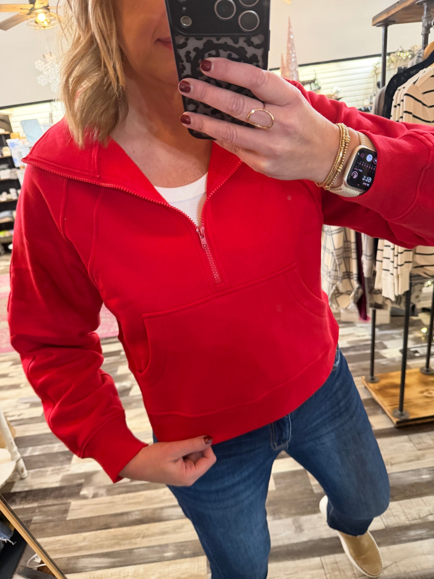 Cozy Half Zip Kangaroo Pocket Pullover