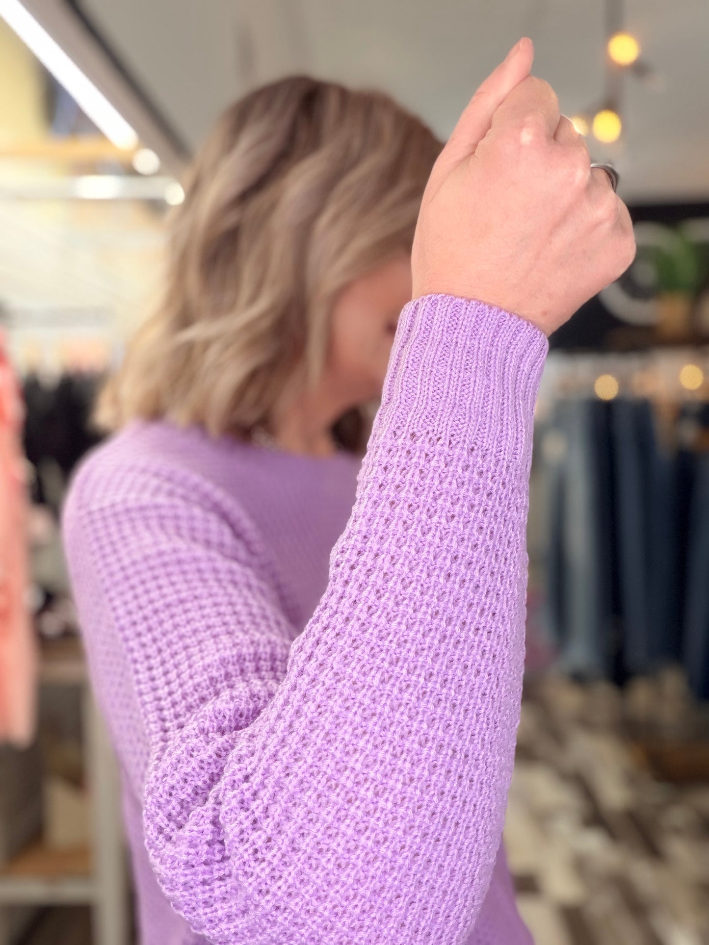 The Allie Hi Lo Waffle Sweater