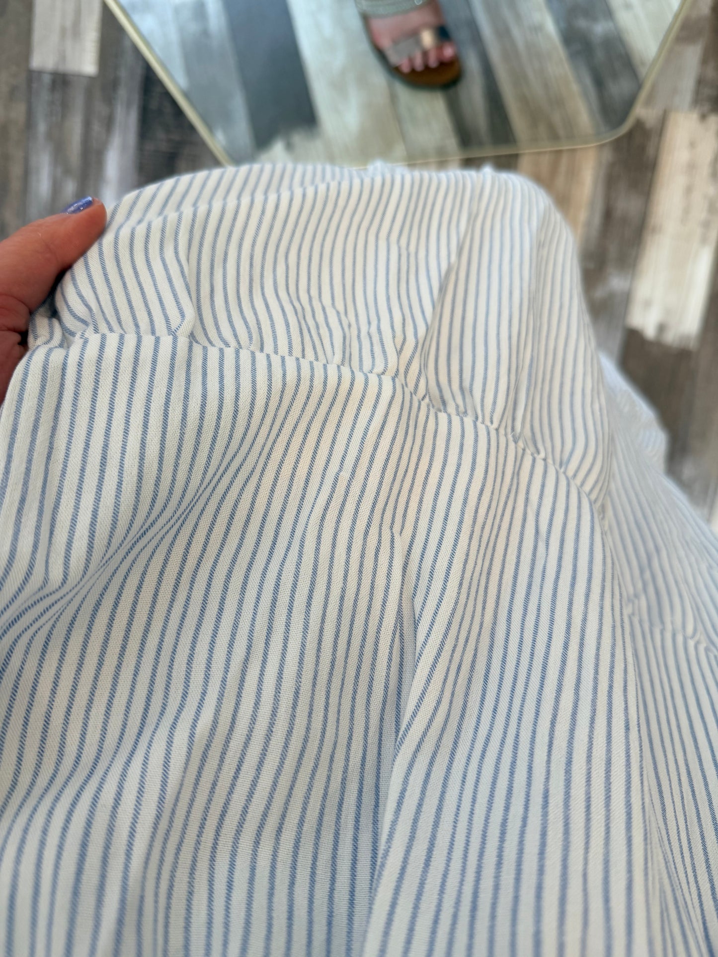Stripe Shirred Empire Waist Tiered Midi Dress
