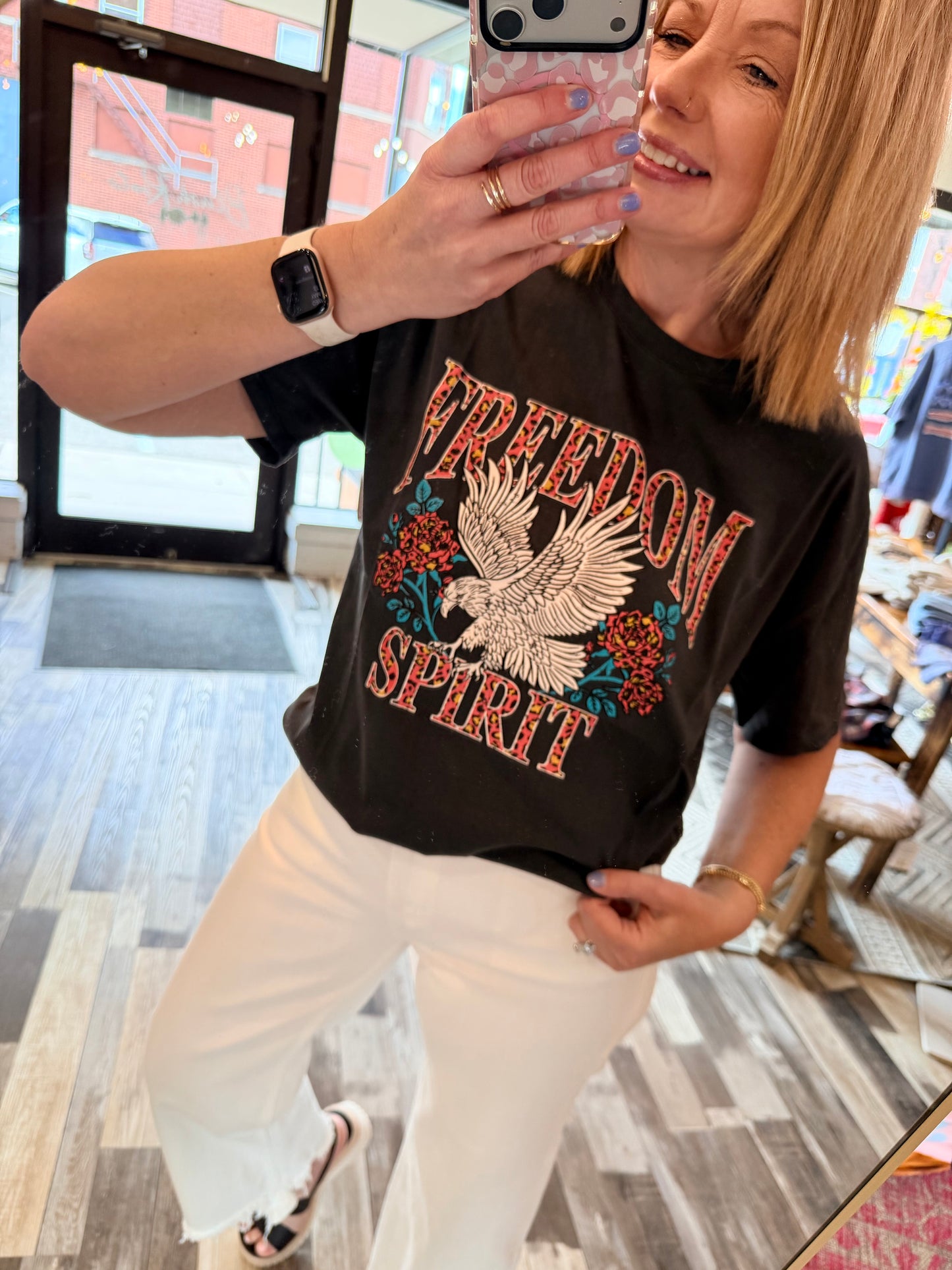 Freedom Spirit Eagle Oversized Graphic Tee