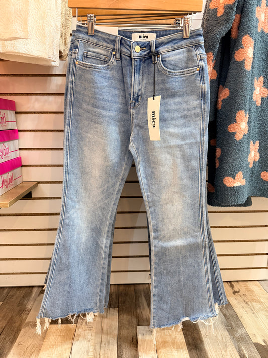 Mica High Rise Crop Flare w/Uneven Hem