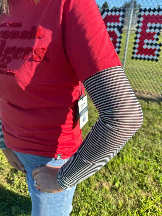 School Spirit Striped Mesh Long Sleeved Tees
