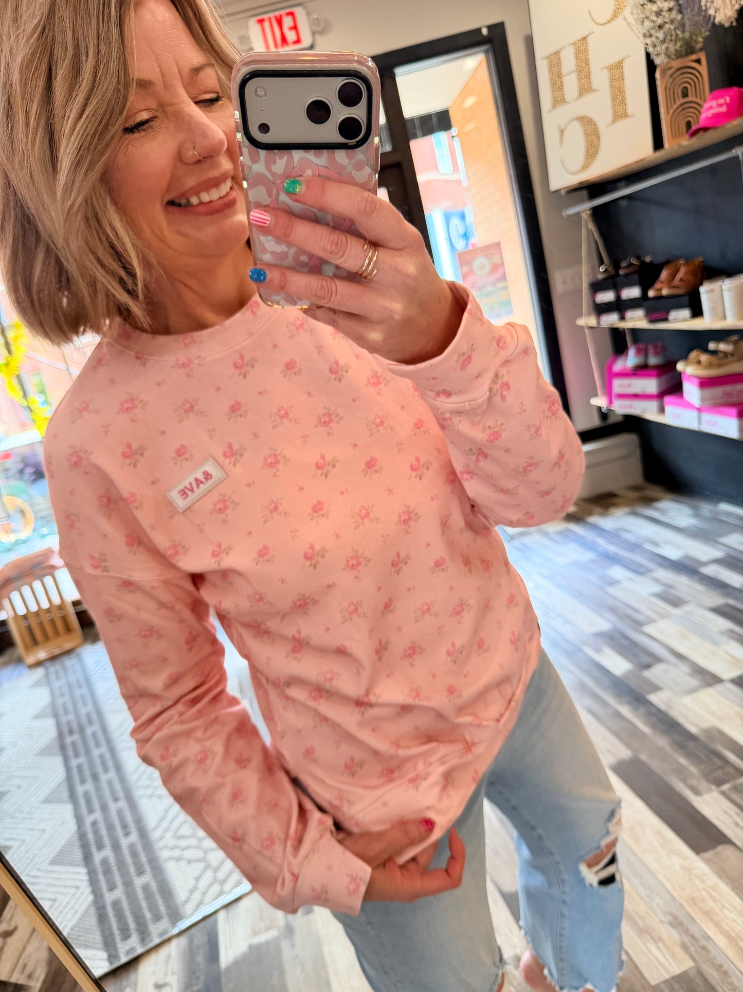 Ampersand Avenue University Side Slit Pullover - Tea Rose