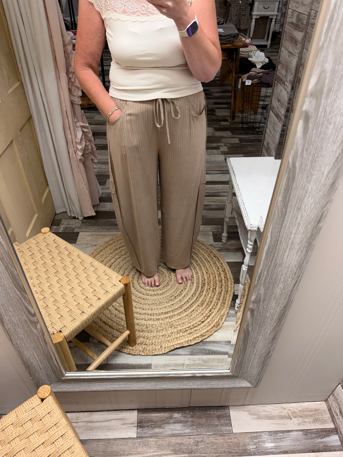 The Camille Striped Barrel Pants