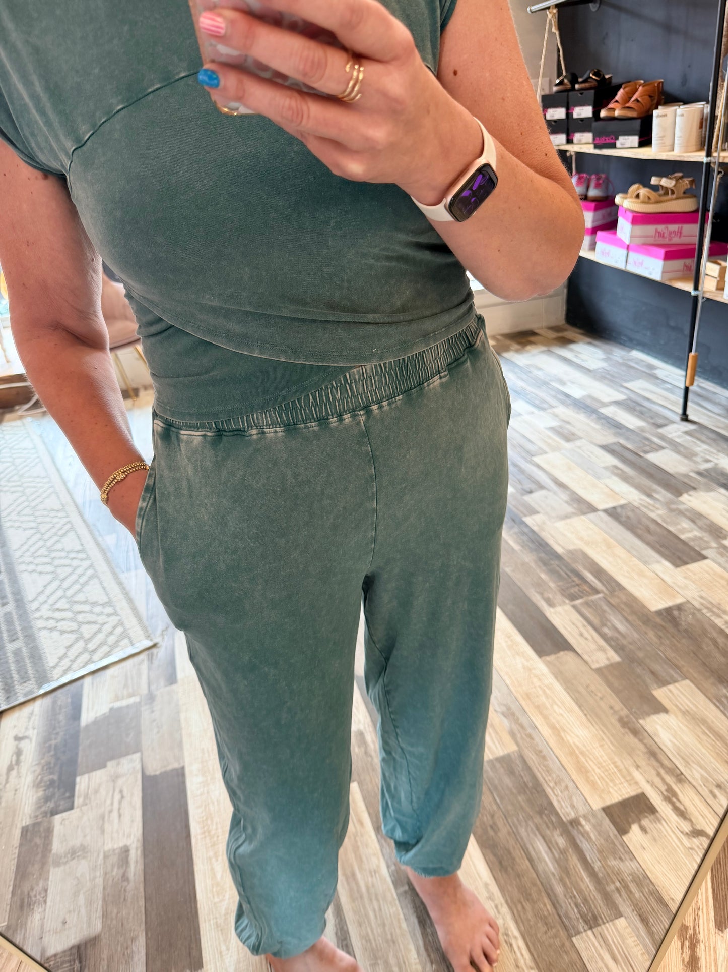 It's a Vibe Rolled Sleeve Wrap Front Top & Jogger Set