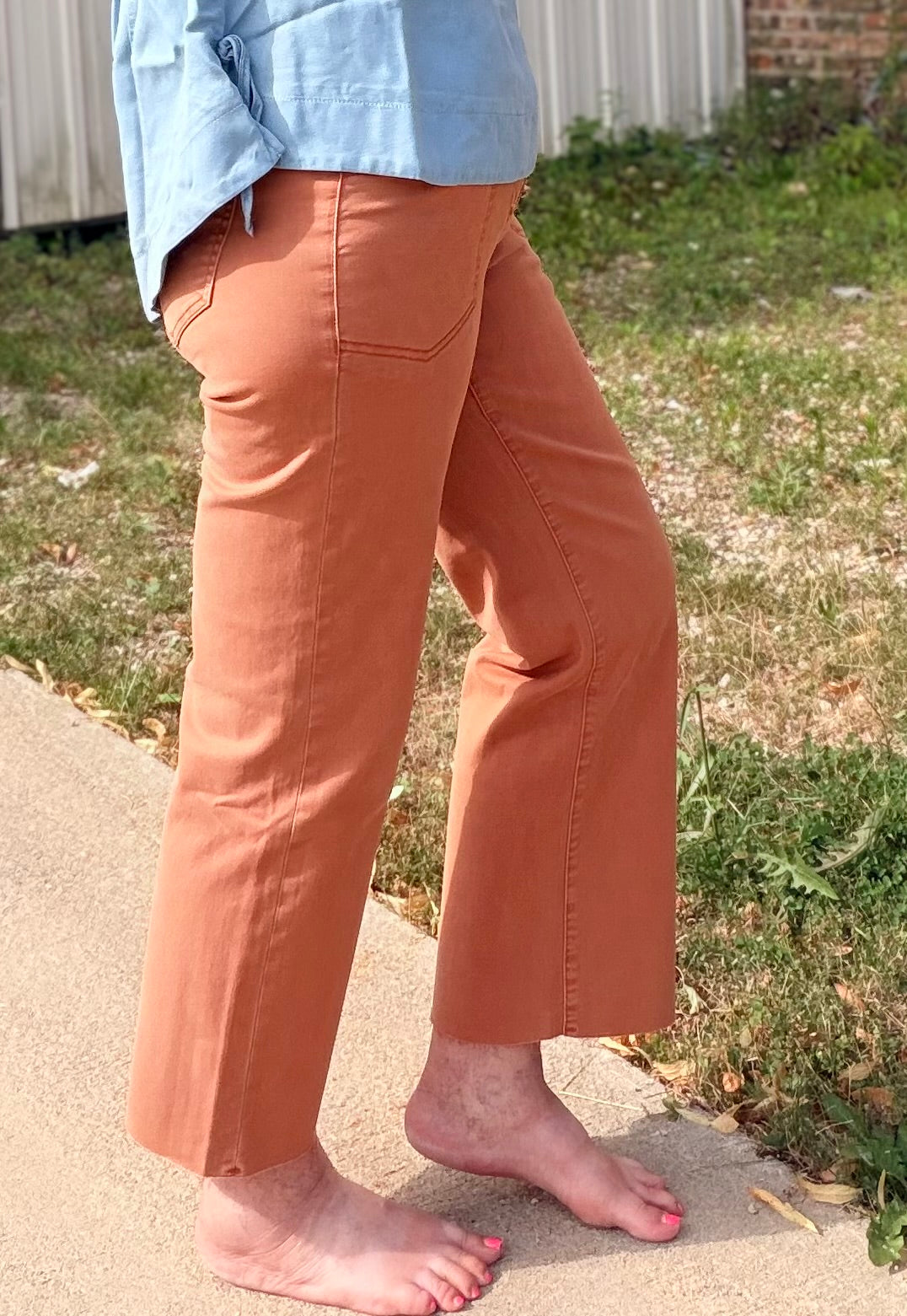 Mica High Rise Wide Leg Ankle Front Yoke