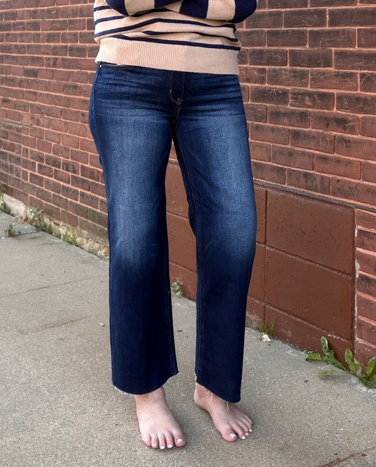 The Mallory Mid Rise Crop Straight Cut Hem by Risen