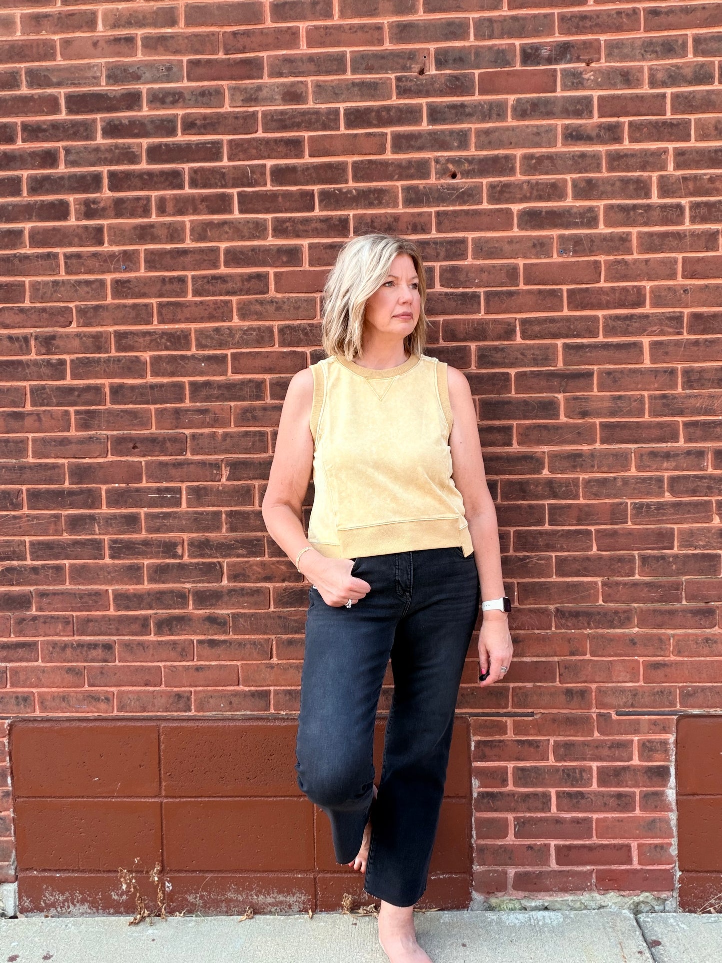 Sunshine is Golden Sleeveless Terry Top