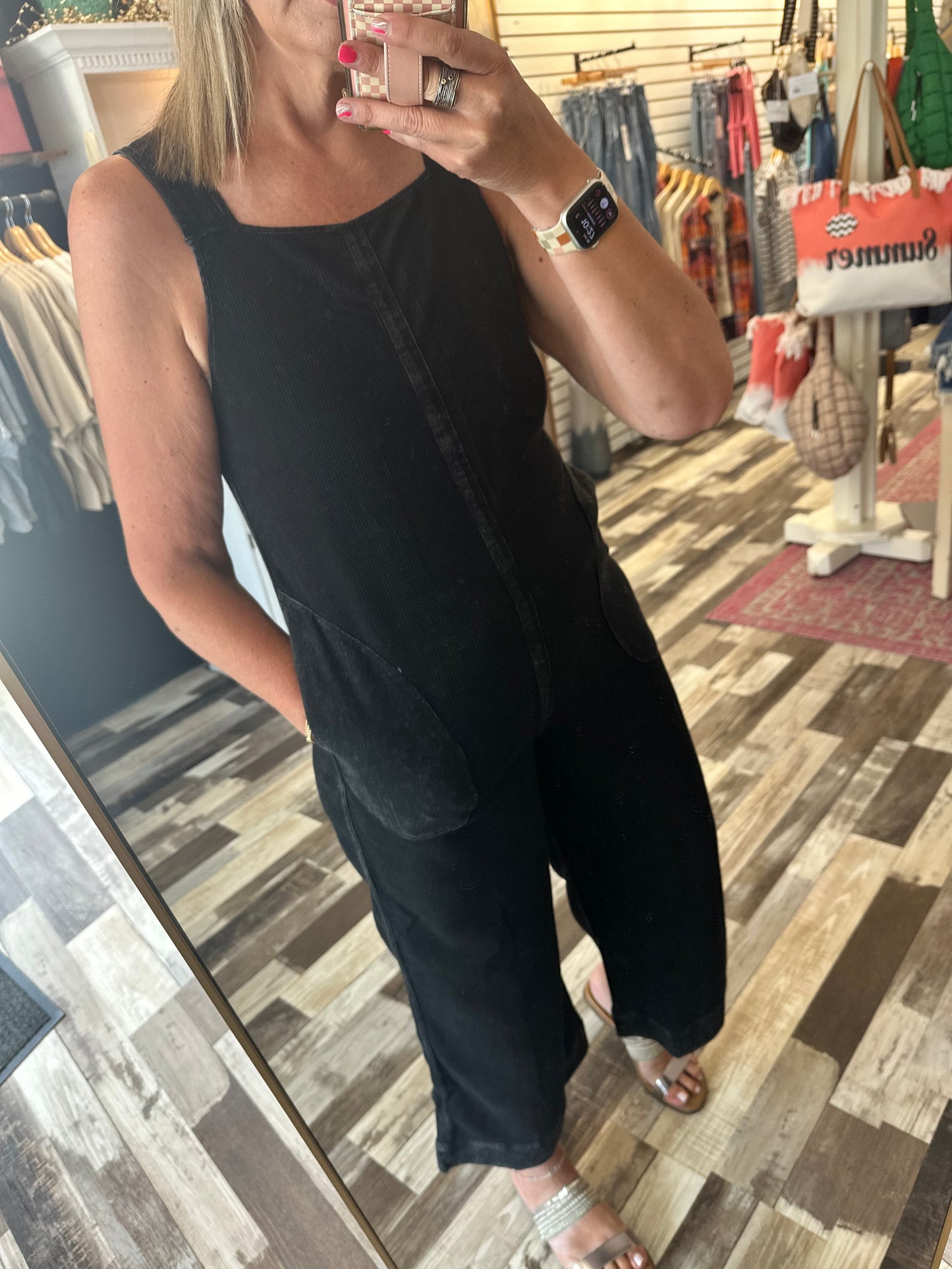 The Callie Mineral Washed Waffle Knit Jumpsuit