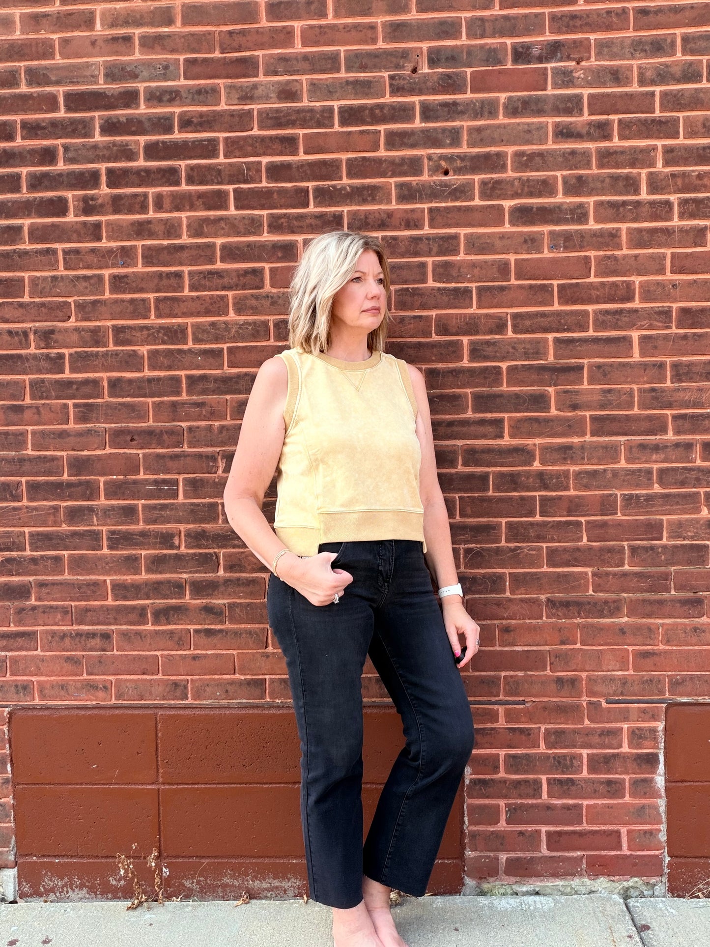 Risen Tummy Control Mid Rise Crop Straight Jean