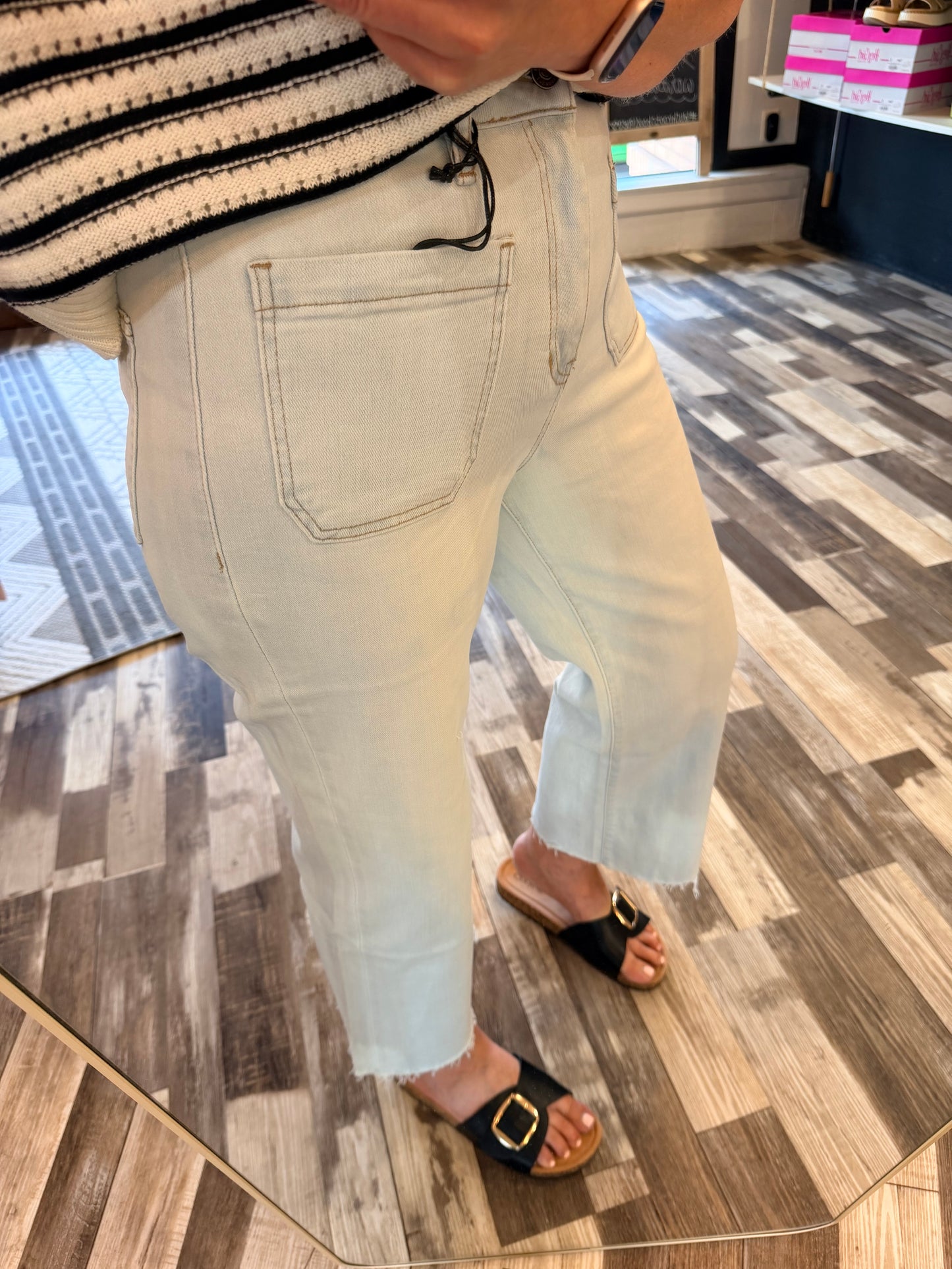 Mica High Rise Wide Leg Crop Raw Hem
