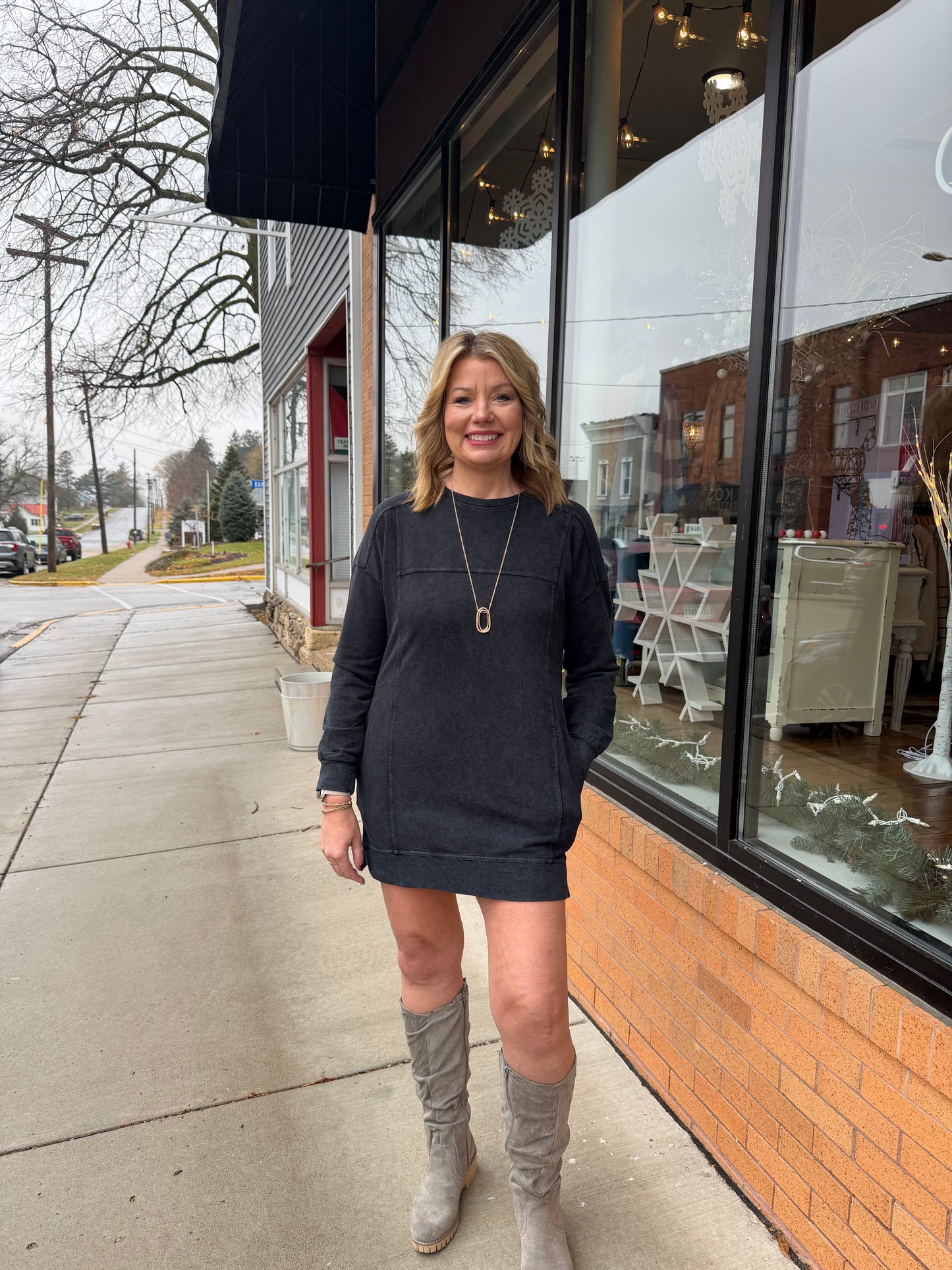 The Krista Acid Washed Dress w/Pockets