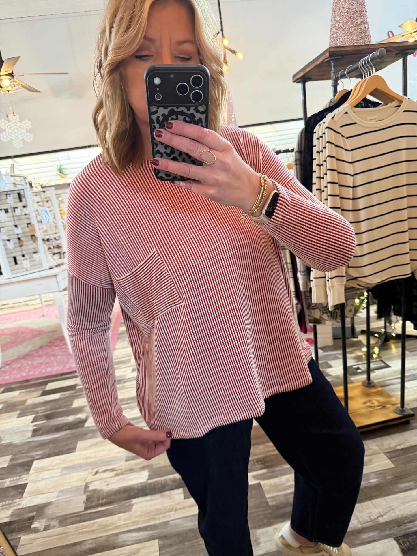 Ribbed Striped Oversized Top