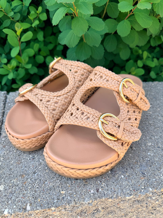 MIA Trendy Woven Vegan Leather Adjustable Straps Slide