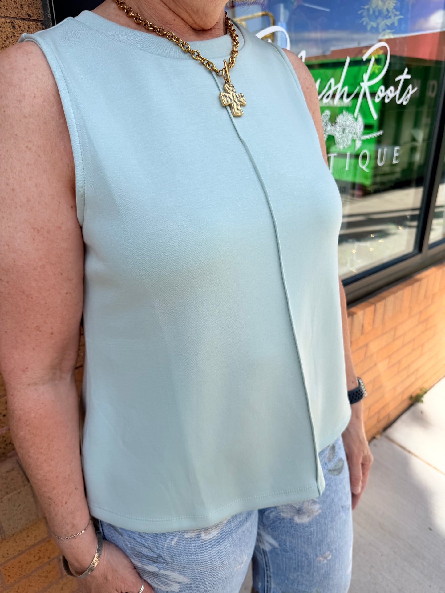 The Addi Buttery Soft Brushed Modal Round Neck Sleeveless Swing Top